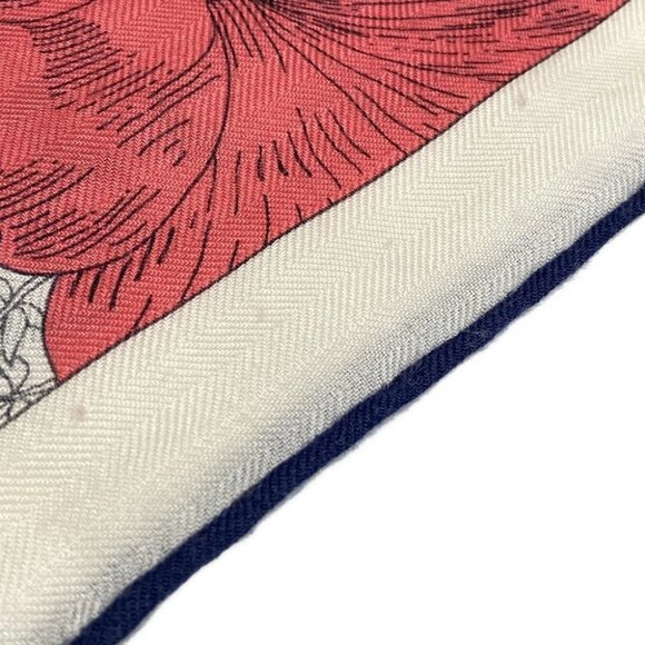 Auth HERMES Carrejean/Shawl Carre 140 - Cream Multi Cashmere Silk Scarf - Picture 3 of 10